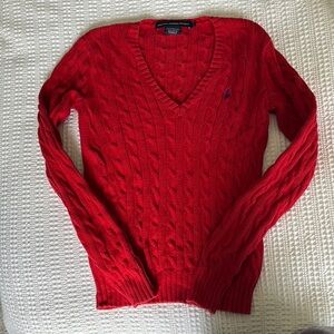 Ralph Lauren Sport Red Cable Knit Sweater